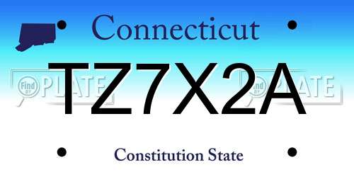 TZ7X2A Connecticut License Plate