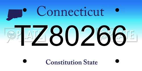 TZ80266 Connecticut License Plate