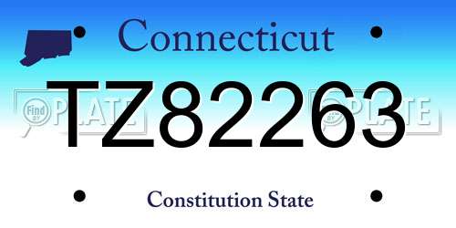TZ82263 Connecticut License Plate
