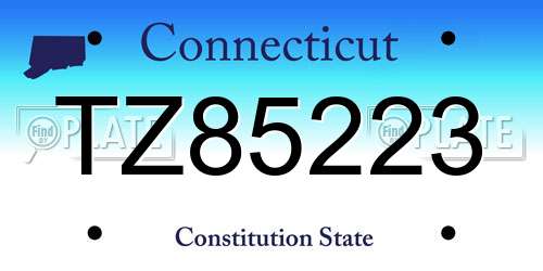 TZ85223 Connecticut License Plate
