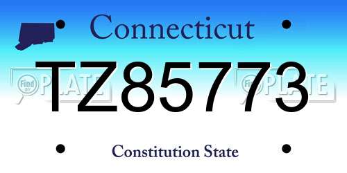 TZ85773 Connecticut License Plate