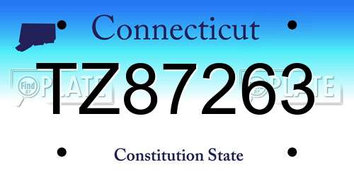 TZ87263 Connecticut License Plate