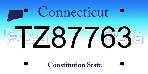 TZ87763 Connecticut License Plate
