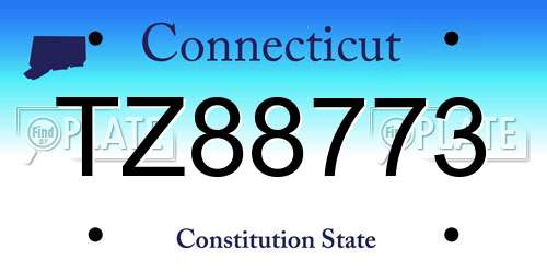 TZ88773 Connecticut License Plate