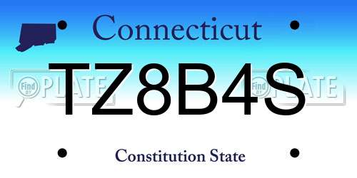 TZ8B4S Connecticut License Plate