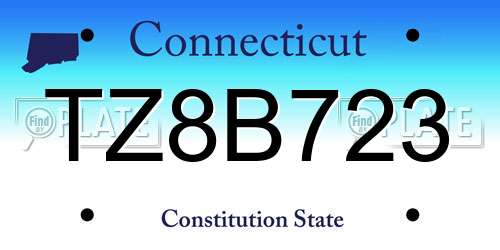 TZ8B723 Connecticut License Plate