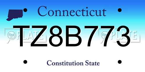 TZ8B773 Connecticut License Plate
