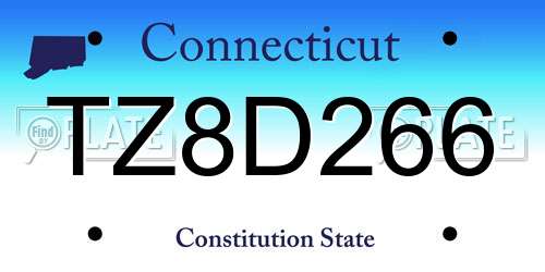 TZ8D266 Connecticut License Plate
