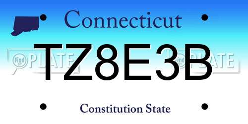 TZ8E3B Connecticut License Plate
