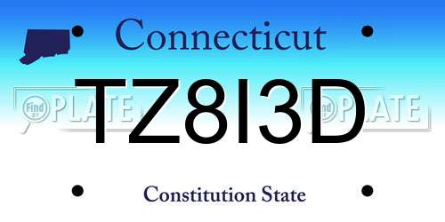 TZ8I3D Connecticut License Plate