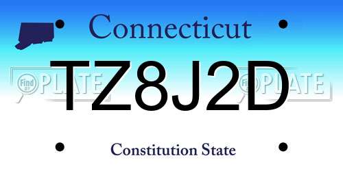 TZ8J2D Connecticut License Plate