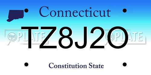 TZ8J2O Connecticut License Plate