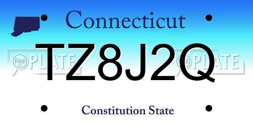 TZ8J2Q Connecticut License Plate