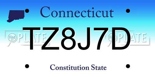 TZ8J7D Connecticut License Plate