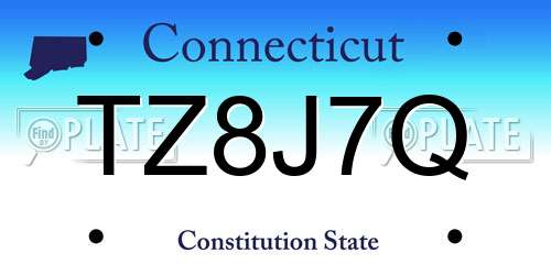 TZ8J7Q Connecticut License Plate