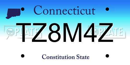 TZ8M4Z Connecticut License Plate