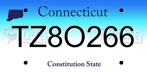 TZ8O266 Connecticut License Plate