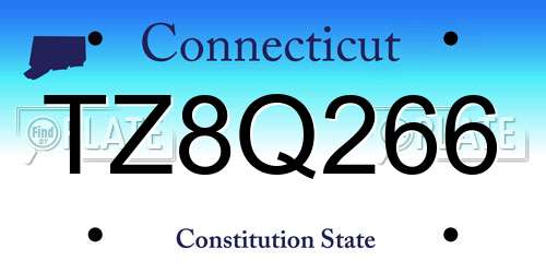 TZ8Q266 Connecticut License Plate