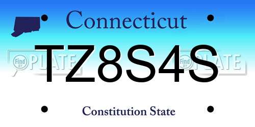 TZ8S4S Connecticut License Plate