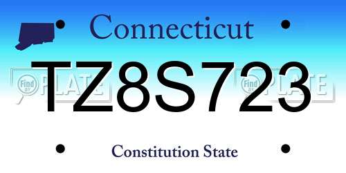 TZ8S723 Connecticut License Plate