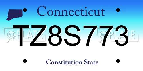 TZ8S773 Connecticut License Plate