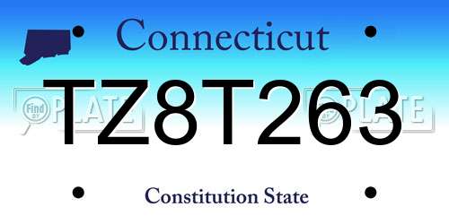 TZ8T263 Connecticut License Plate