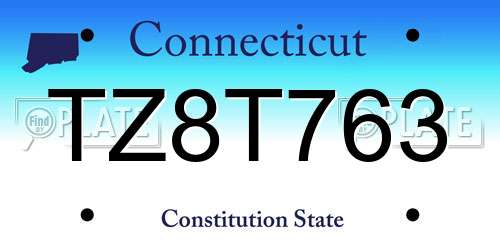 TZ8T763 Connecticut License Plate