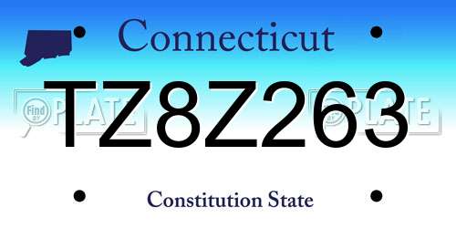 TZ8Z263 Connecticut License Plate