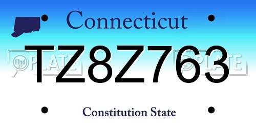 TZ8Z763 Connecticut License Plate
