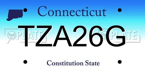 TZA26G Connecticut License Plate