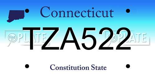 TZA522 Connecticut License Plate
