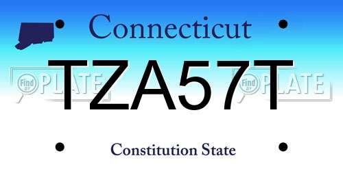 TZA57T Connecticut License Plate