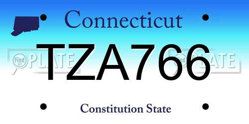 TZA766 Connecticut License Plate