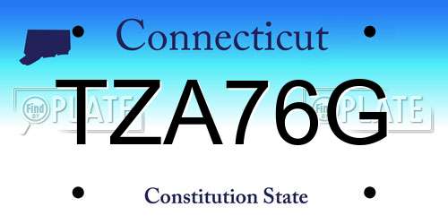 TZA76G Connecticut License Plate