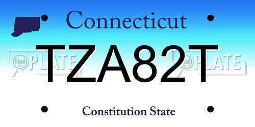 TZA82T Connecticut License Plate