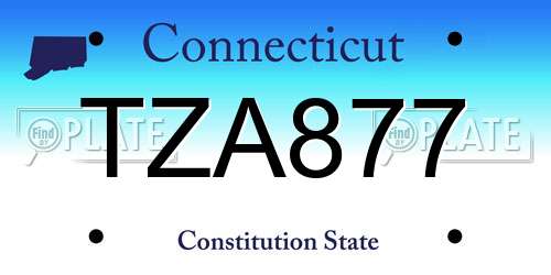 TZA877 Connecticut License Plate