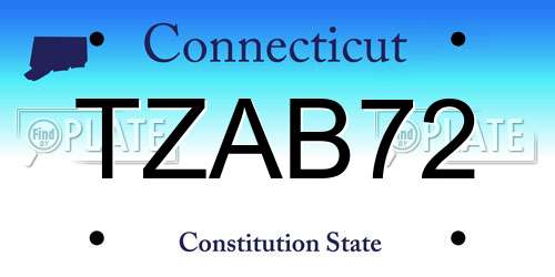 TZAB72 Connecticut License Plate