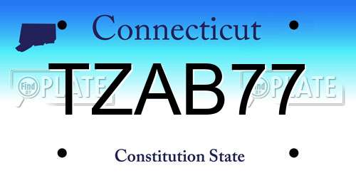 TZAB77 Connecticut License Plate