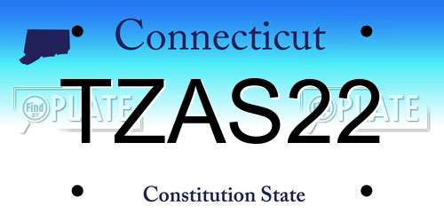 TZAS22 Connecticut License Plate