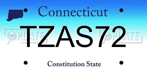 TZAS72 Connecticut License Plate