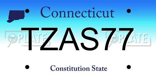 TZAS77 Connecticut License Plate