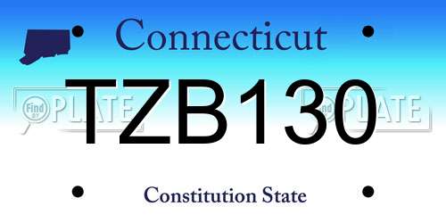 TZB130 Connecticut License Plate