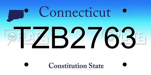 TZB2763 Connecticut License Plate
