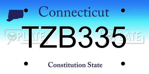 TZB335 Connecticut License Plate