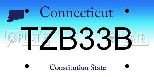 TZB33B Connecticut License Plate