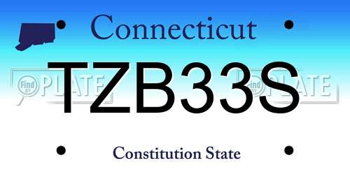 TZB33S Connecticut License Plate