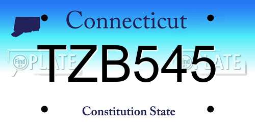 TZB545 Connecticut License Plate