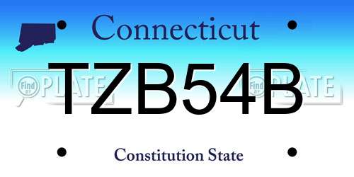 TZB54B Connecticut License Plate