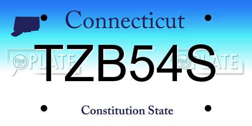 TZB54S Connecticut License Plate