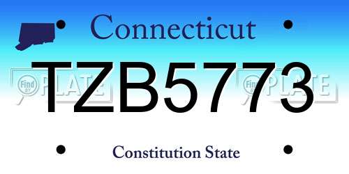 TZB5773 Connecticut License Plate